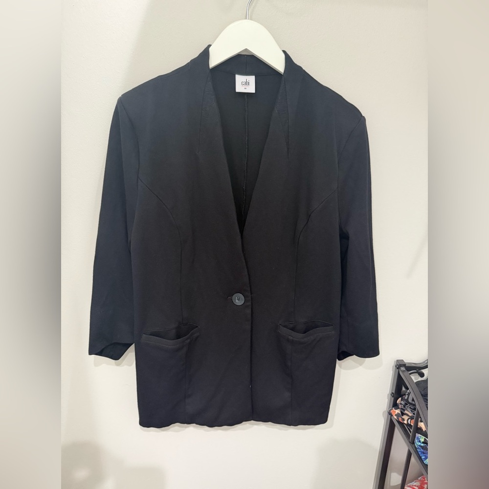 Cabi Blazer Women’s Size 10 #3026 Turner Black Single Button Collarless 2200